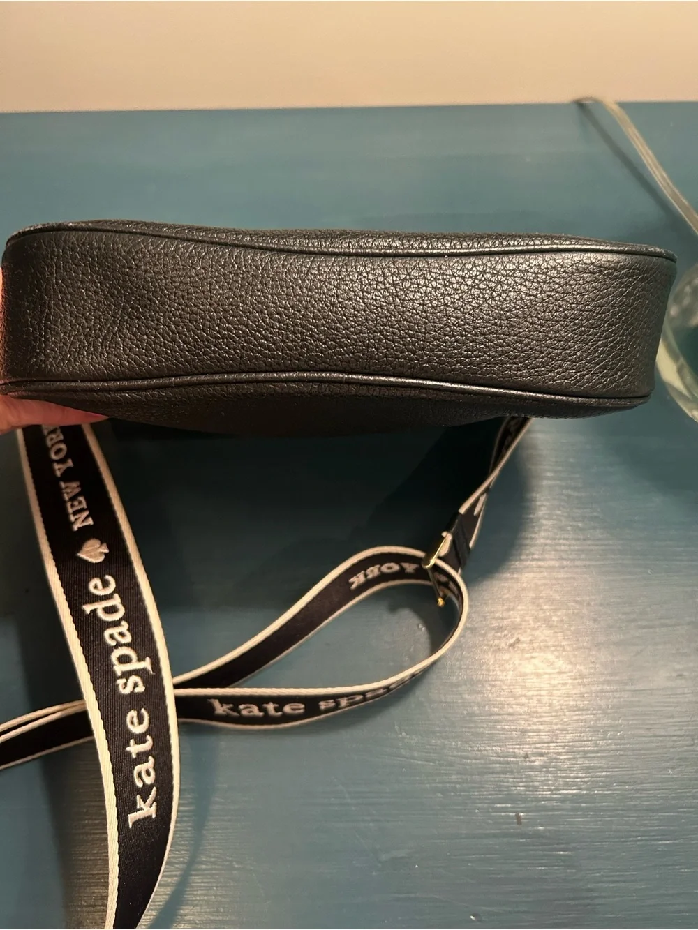 Kate Spade Rosie Black Pebbled Leather Crossbody Black/Cream Logo Strap - Picture 6 of 17